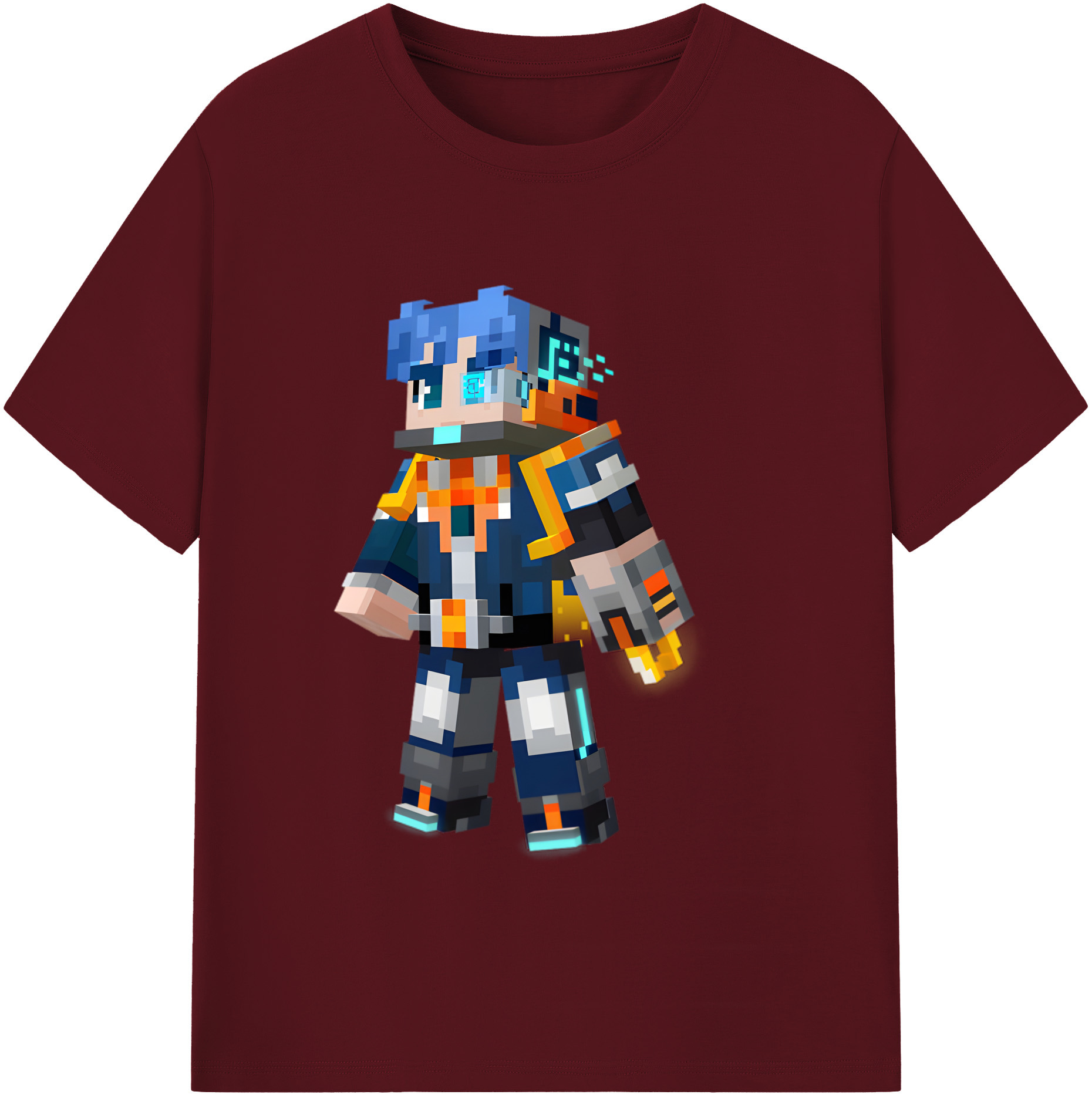 （画像用） マインクラフト ブロックの世界 Minecraft MC Block world 綿100％半袖Tシャツ（フロントプリント）